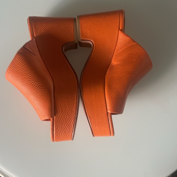 Charlotte Stone Orange Mules Vibrant Minimalist Design - Picture 2 of 5